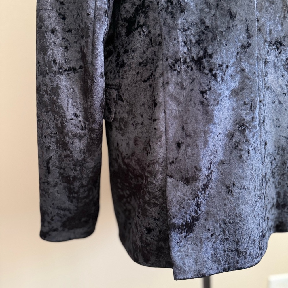 Topshop Black Crushed Velvet Blazer US 10 Double Breasted - Picture 5 of 13